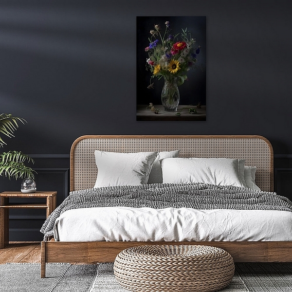 Stilleven Bloemen in Glazen Vaas | Kleurrijk Schilderij | Schilderij Bloemen