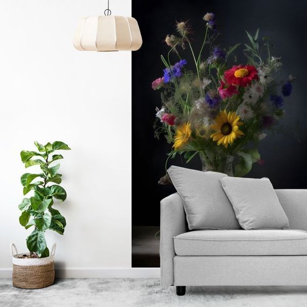 Stilleven Bloemen in Glazen Vaas | Kleurrijk Schilderij | Schilderij Bloemen