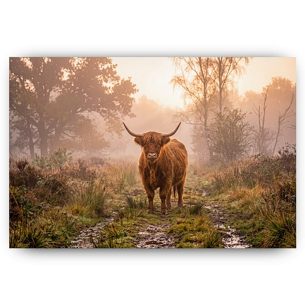 Hooglander in de Ochtendmist