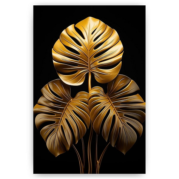 Gouden monstera bladeren